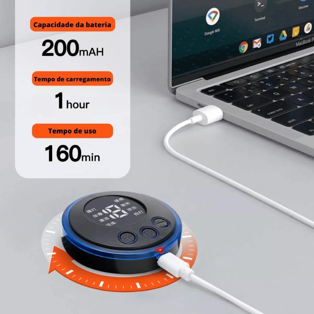 Mini Massageador Elétrico EMS – Alívio Instantâneo para Dores Musculares!