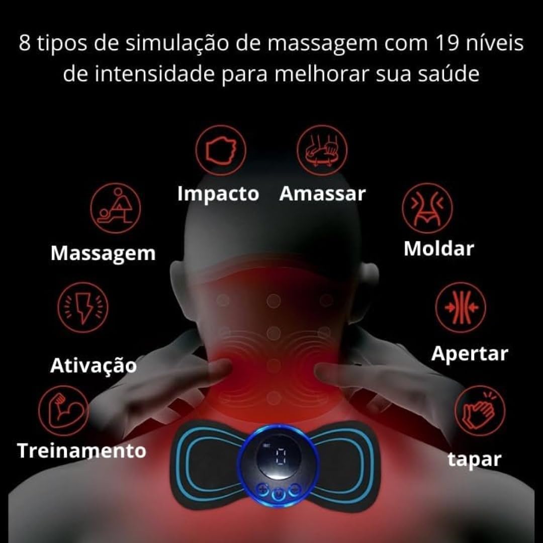Mini Massageador Elétrico EMS – Alívio Instantâneo para Dores Musculares!
