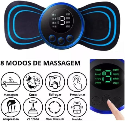 Mini Massageador Elétrico EMS – Alívio Instantâneo para Dores Musculares!