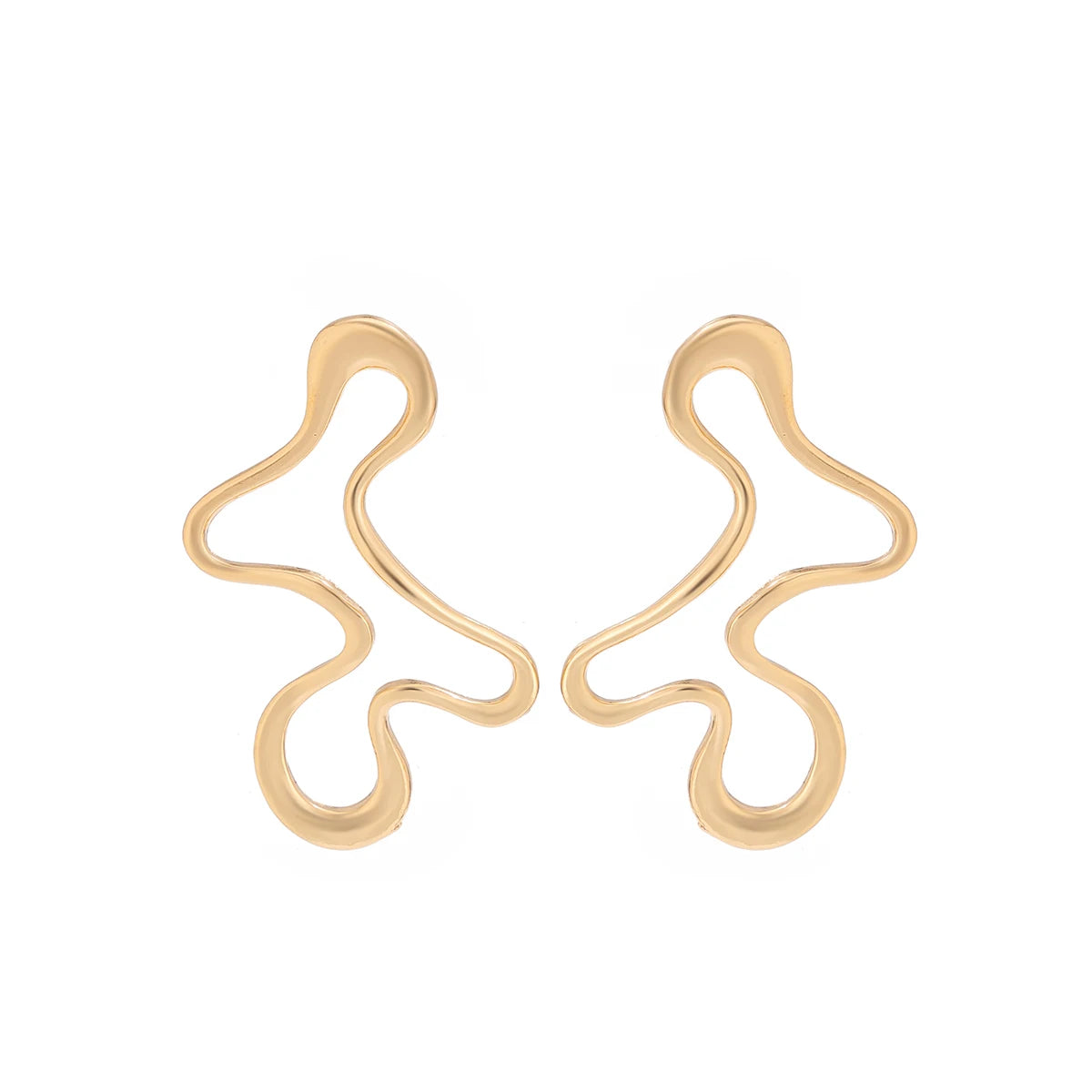 Minimalista Brinco de Metal Geométrico Irregular com Design Vazado.